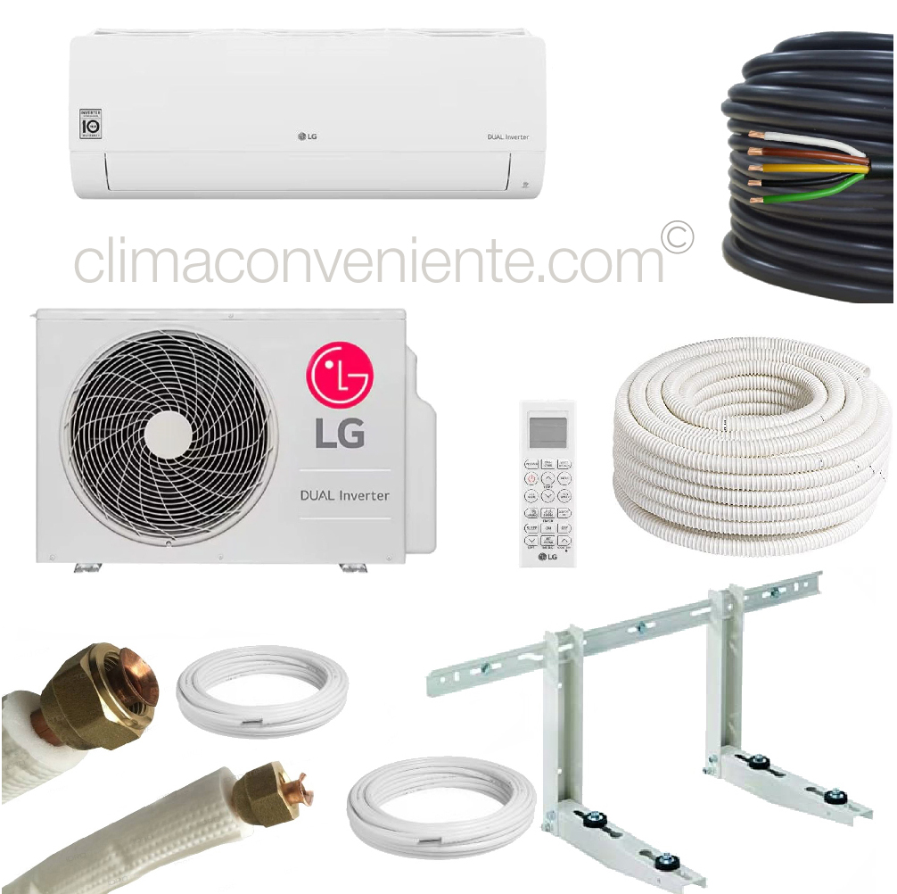 LG DualCool Onduleur Smart S12ET avec 5 mètres KIT D'INSTALLATION - 12000 BTU Wi-Fi A++/A+ 3.5 kW, climatiseur reversible