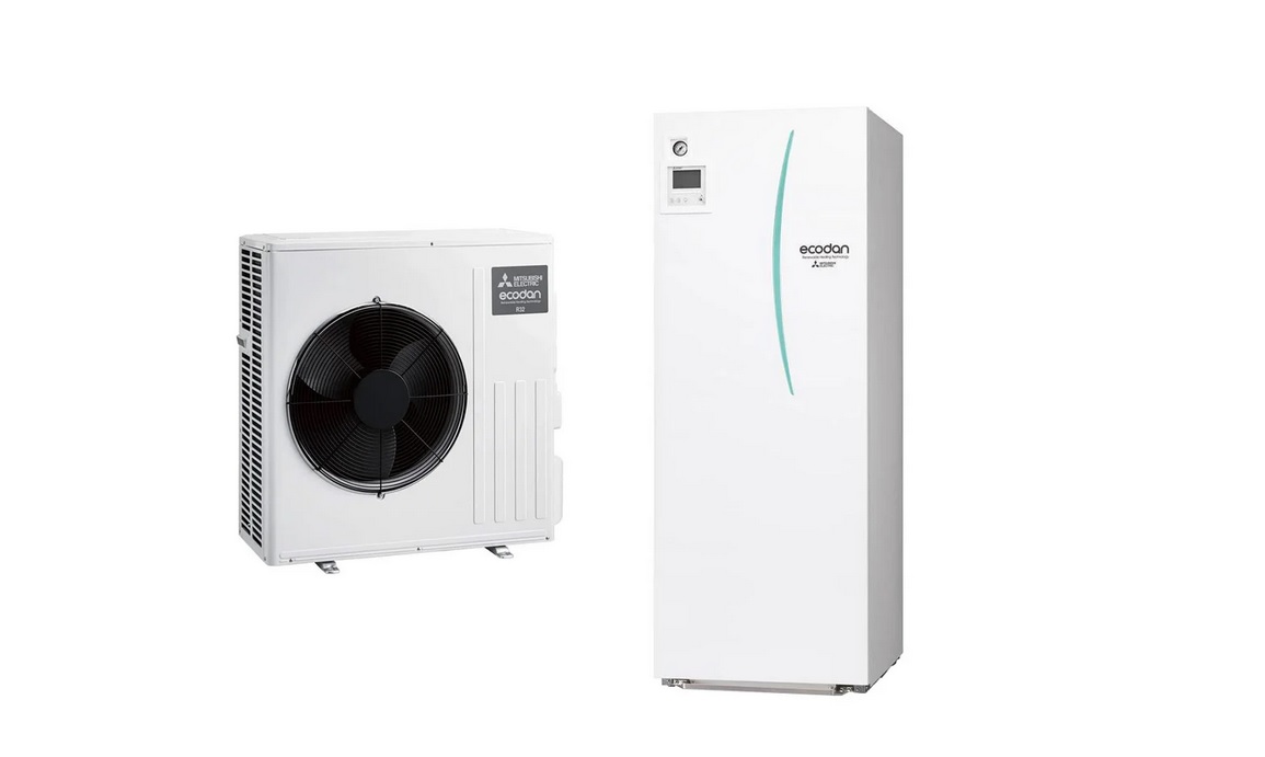 Pompe à chaleur air eau Mitsubishi Electric Ecodan Hydrotank module hydraulique SUZ-SWM100VA avec unité intérieure ERST17D-VM2D 170 litres