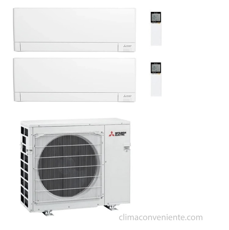 Climatiseur Mitsubishi Electric Dual Split 12000 + 12000 BTU R32 Inverter Wi-Fi - Pompe à chaleur A+++/A++ - MXZ-2F53VF + MSZ-AY35VGKP + MSZ-AY35VGKP