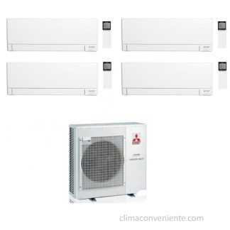 Climatiseur Mitsubishi Electric Quadri Split AY 9000 + 9000 + 9000 + 9000 BTU R32 Inverter - Pompe &agrave; chaleur A++/A+ - MXZ-4F72VF + MSZ-AY25VGKP + MSZ-AY25VGKP + MSZ-AY25VGKP + MSZ-AY25VGKP