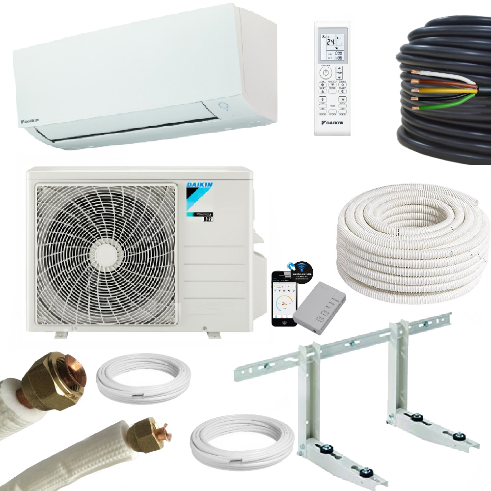 Daikin Sensira Bluevolution FTXC35D RXC35D: Climatiseur conditionneur 12000 BTU 3.5 kW avec kit d'installation de 5 mètres et module Wi-Fi A++