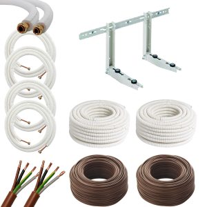 Kit d'installation Dual Split 5M + 5M - 1/4 et 3/8 (supports, tuyaux en cuivre, c&acirc;bles &eacute;lectriques, tuyaux de condensation)