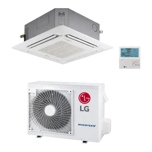 Cassette LG Compact 4 voies 9000 BTU / 2.5 kW Climatiseur R-32 Inverter &ndash; CT09F NR0 + UUA1.UL0 &ndash; A++/A+