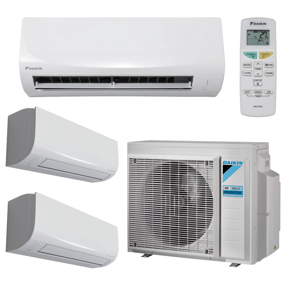 Climatiseur Daikin TrialSplit Sensira 9000 + 9000 + 9000 BTU R32 Inverter Wi-Fi A+++ – 3MXF52A avec CTXF25F + CTXF25F + CTXF25F – Pompe à chaleur
