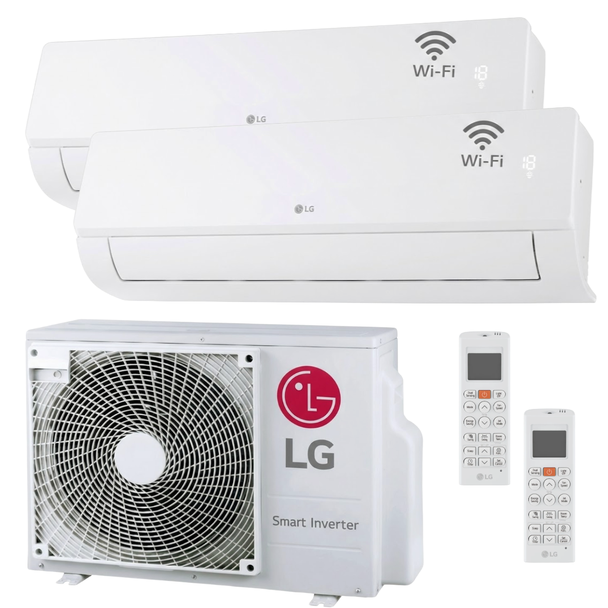 Climatiseur LG DualSplit Infinity 12000 + 12000 BTU R32 Dual Inverter Wi-Fi A++ – MU2R17.U18A0 avec EZ12CSN.CSJ1 + EZ12CSN.CSJ1 – Pompe à chaleur