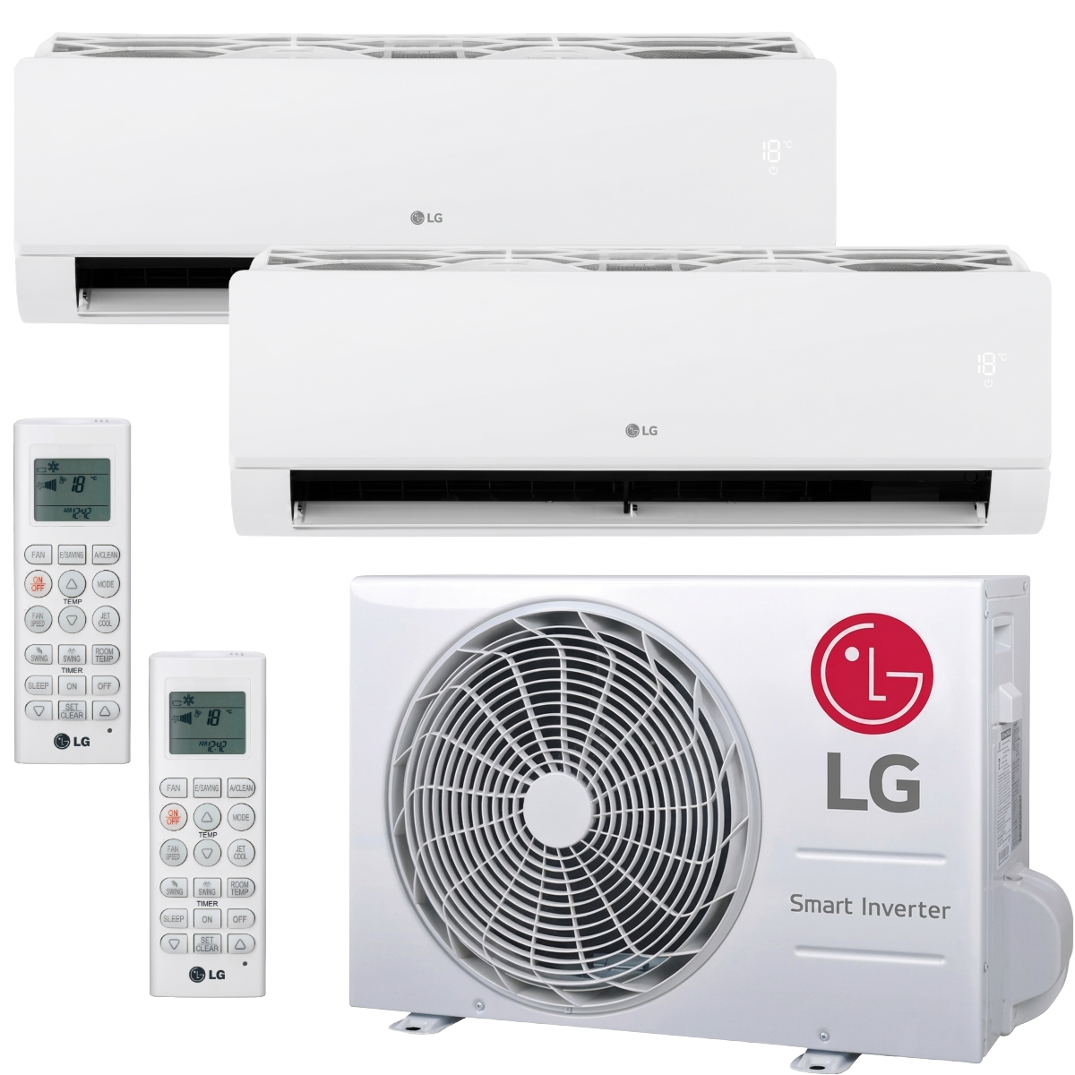 DualSplit LG Libero Smart 9000 + 9000 BTU Climatiseur R32 Wi-Fi Inverter A+++ – MU2R15.U13 + EZ09CSN.CSJ1 + EZ09CSN.CSJ1