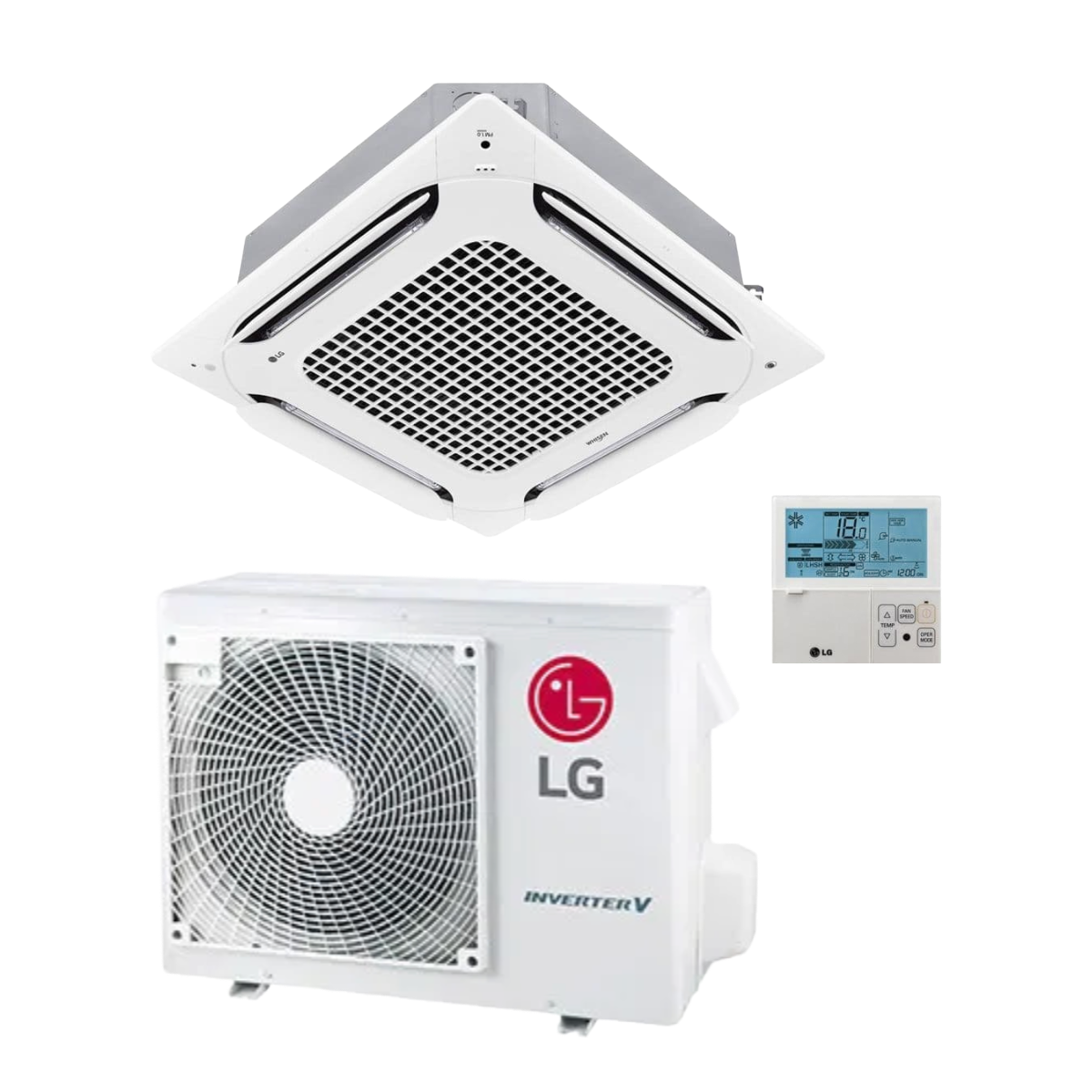 Climatizzatore LG Cassetta 4 vie Compact 18000 BTU / 5.0 kW R32 Inverter, A++/A+, CT18F NQ0 + UUB1.U20, condizionatore a pompa di calore